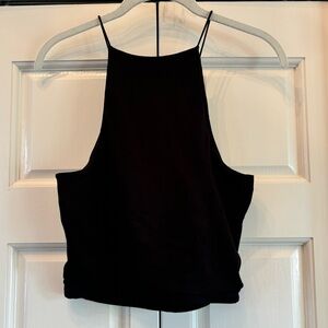 Good American black crop tank with bungee straps, Size 3=L